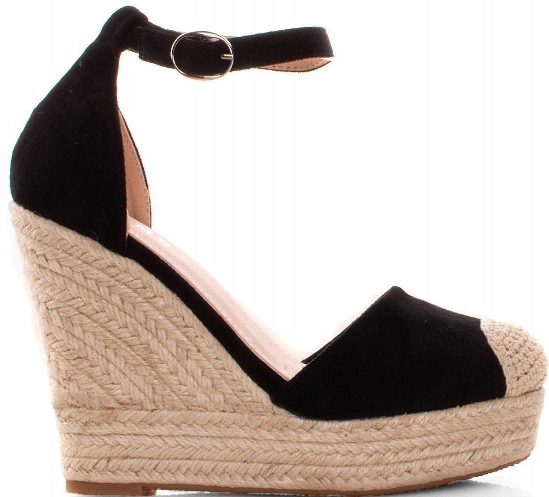 

5474 Czarne Sandały Espadryle Na Koturnie 40