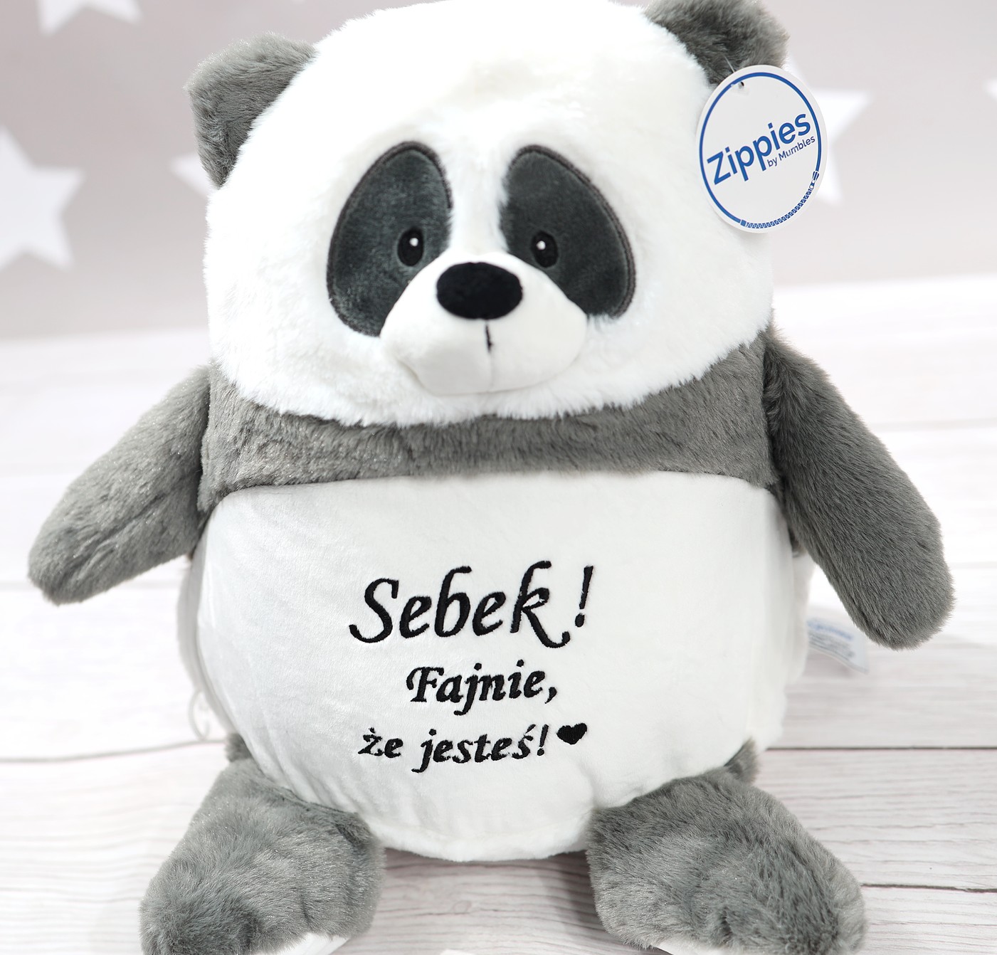 Plyšová Hračka Panda s personalizovaným vyšíváním, metr – dárek – 34 cm –