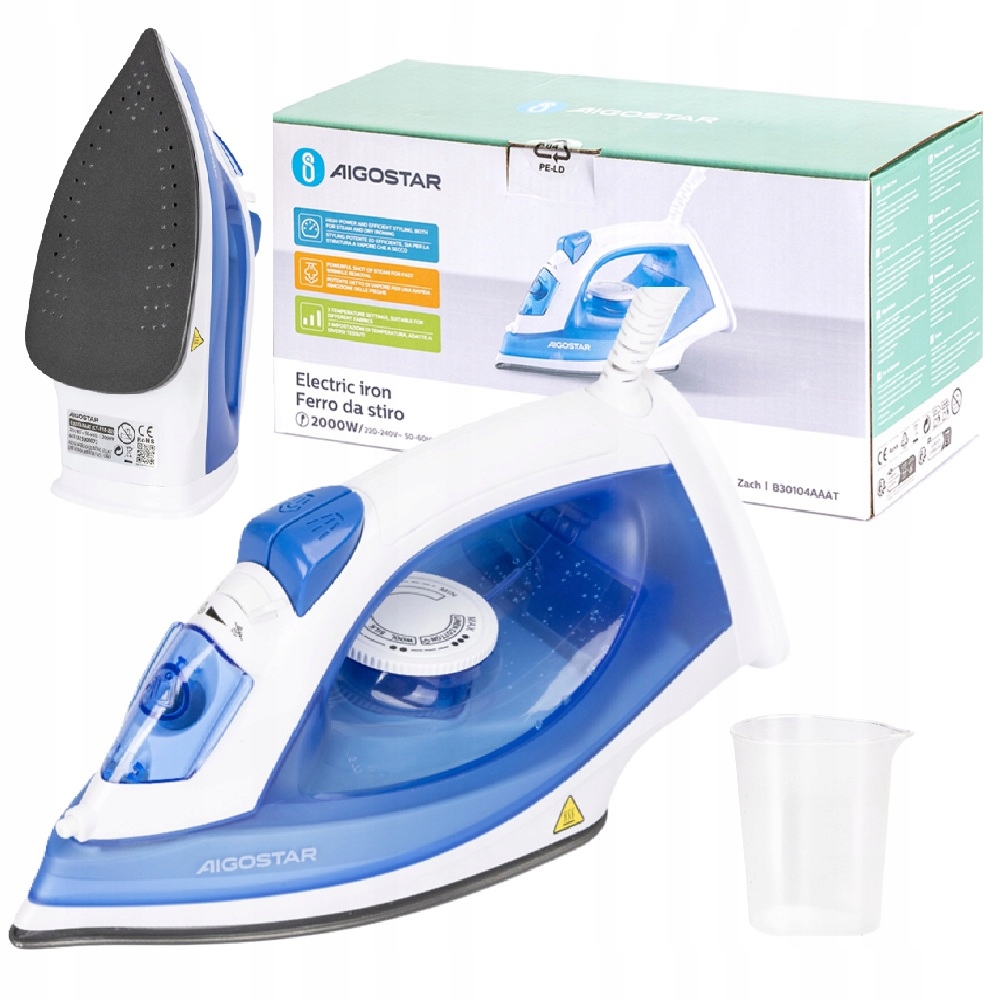 Žehlička Keramická, samočistící, nekapající Aigostar Zach 2000 W