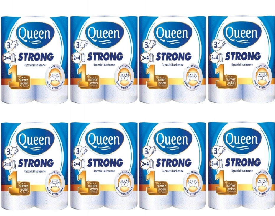 

8x Ręcznik papierowy celuloza Queen Strong biały