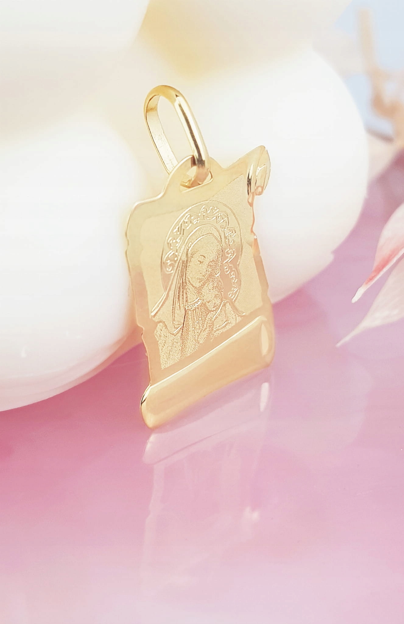 ZŁOTA ZAWIESZKA MEDALIK PAPIRUS pr. 585 PREZENT Materiał złoto