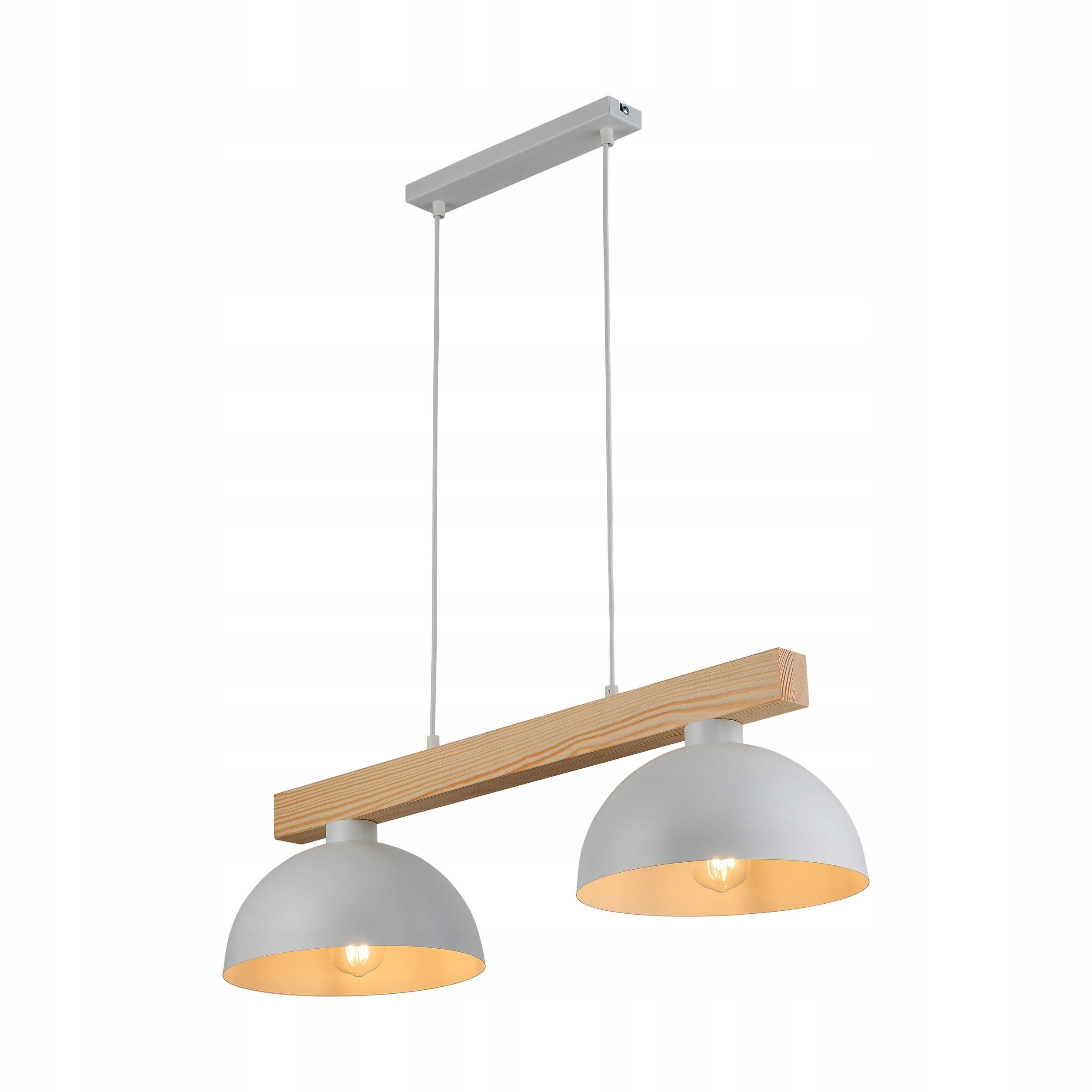 Lampa Nad Stół Metalowe Klosze Misa Tk Lighting Oslo 4713 Biały Drewno