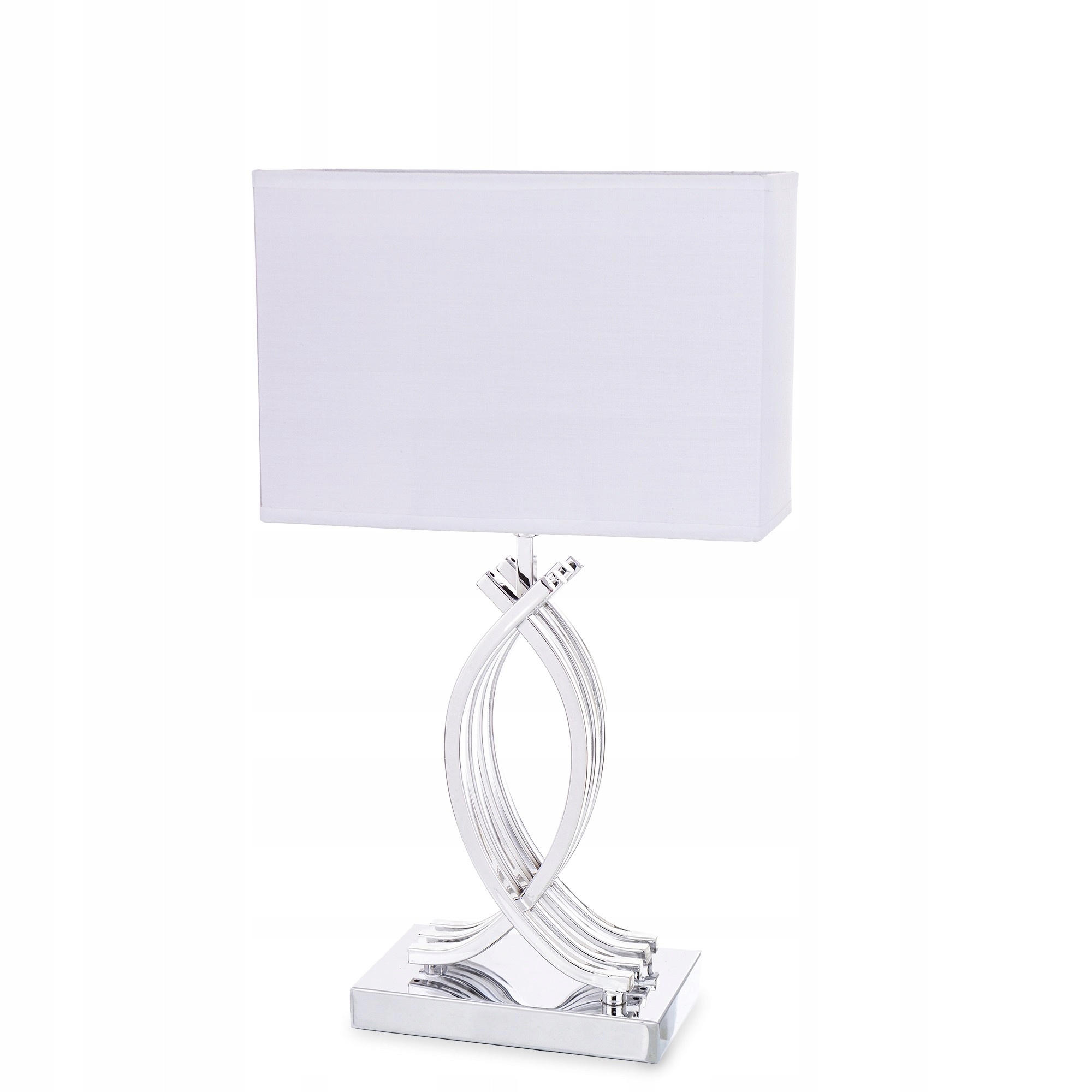 Srebrna stylowa biała lampa lampka nocna stołowa