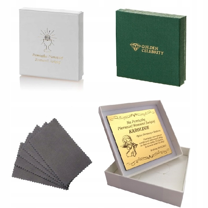 ZŁOTY ŁAŃCUSZEK KOMUNIJNY MEDALIK MATKA BOSKA 925 Materiał Pozłacany Srebro