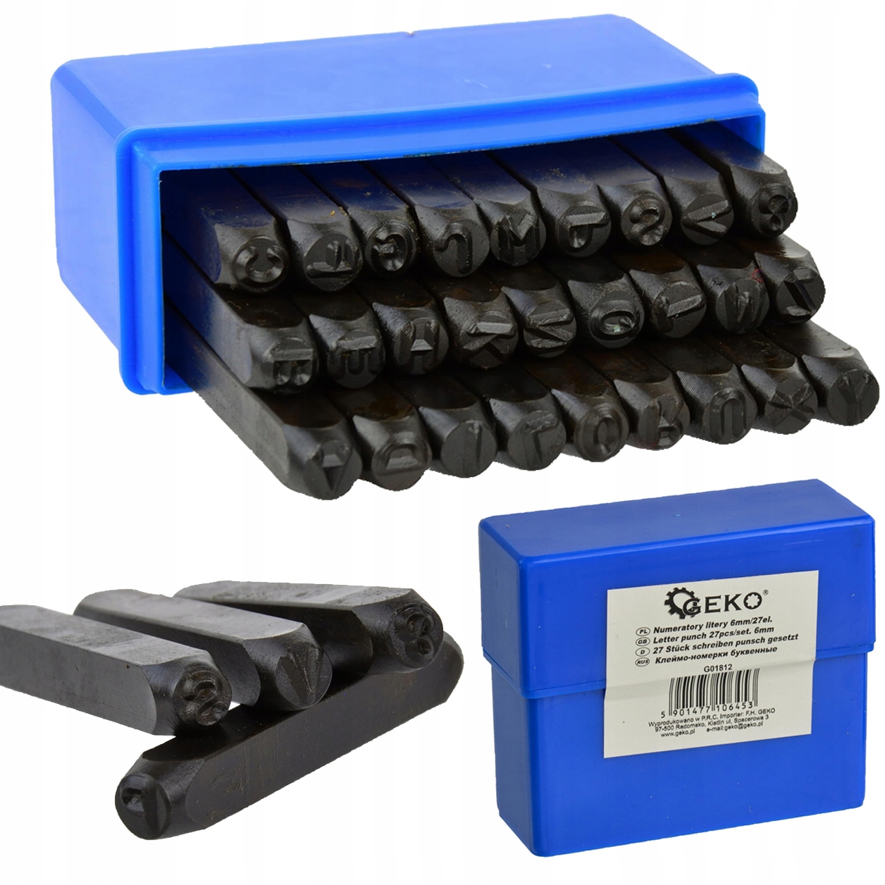 NUMERATORY ZNACZNIKI LITERY + CYFRY 6MM 36EL 6 MM LITEROWE CYFROWE Marka Geko