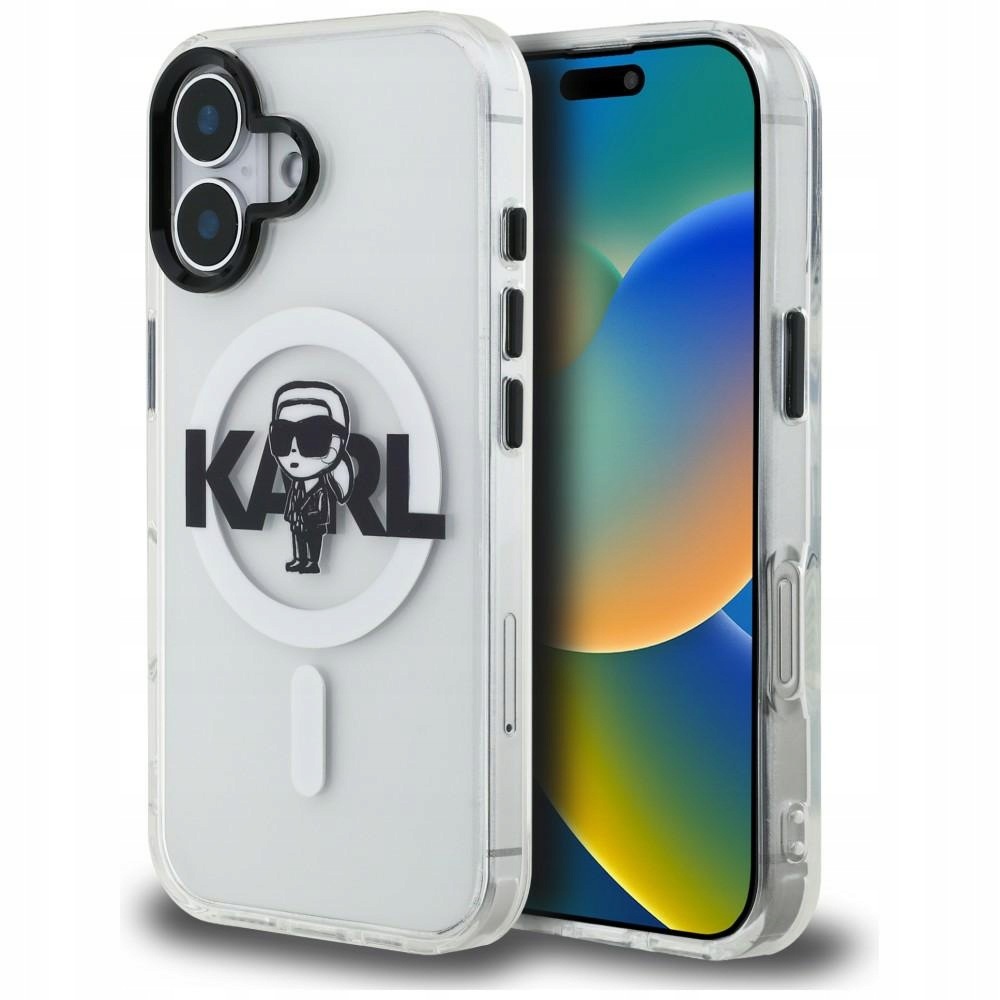 Pouzdro Karl Lagerfeld IML Karl Sketch Logo MagSafe pro iPhone 16 průhledný