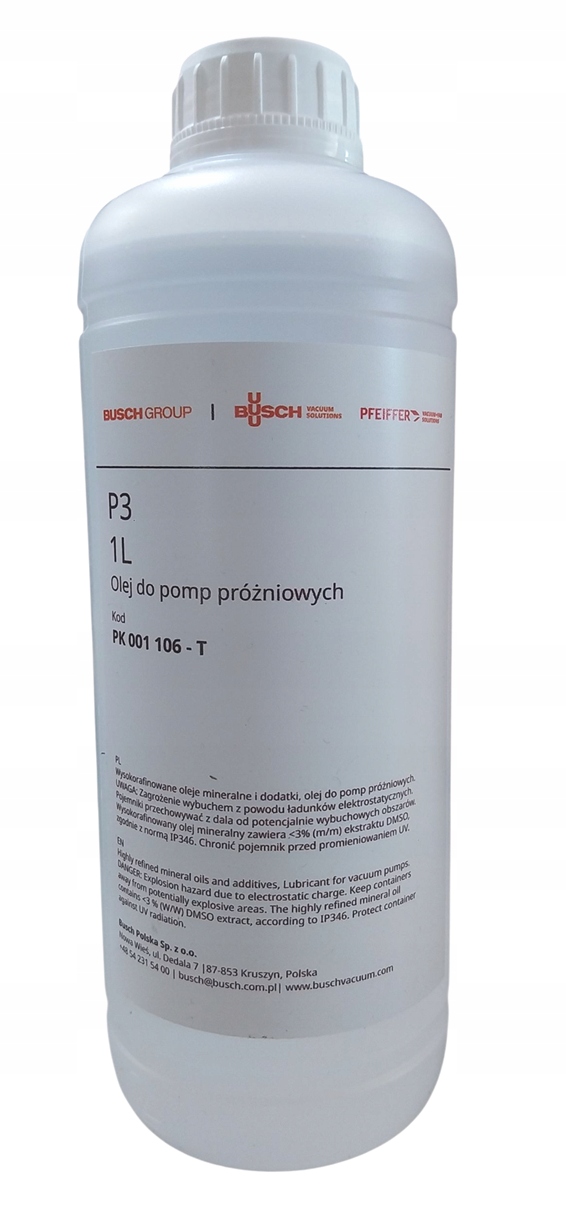 Olej pro vakuové pumpy Pfeiffer P3 1 litr