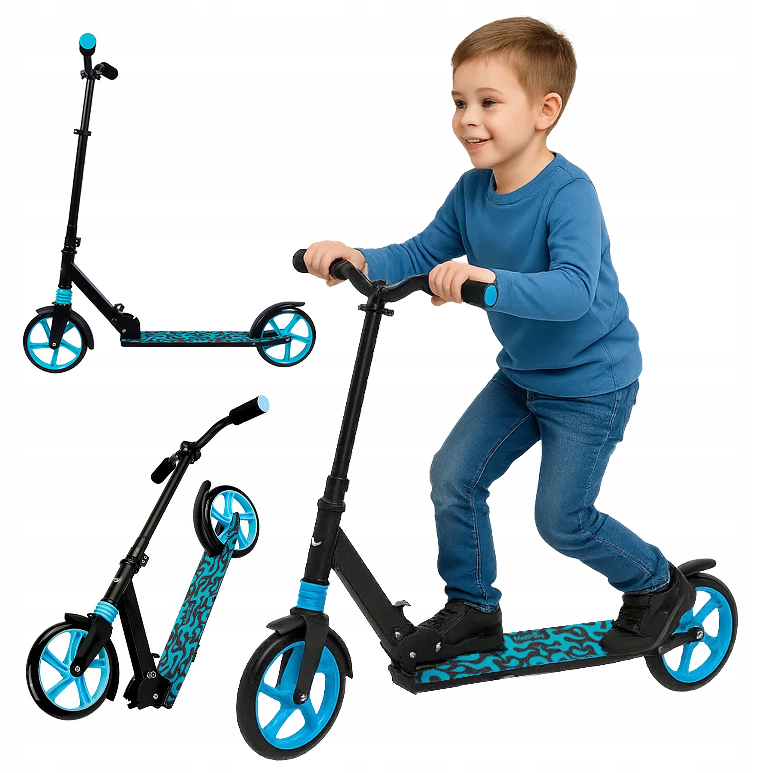 Duża Składana Hulajnoga Miejska Dla Dzieci Regulacja Kierownicy Amortyzator