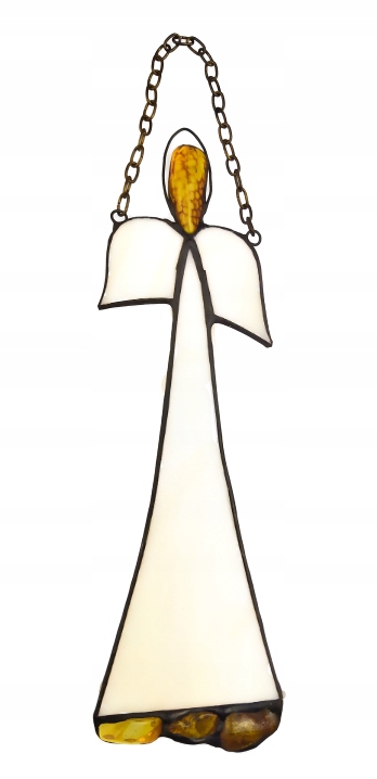 Vitrážový anděl s jantarem, vysoký