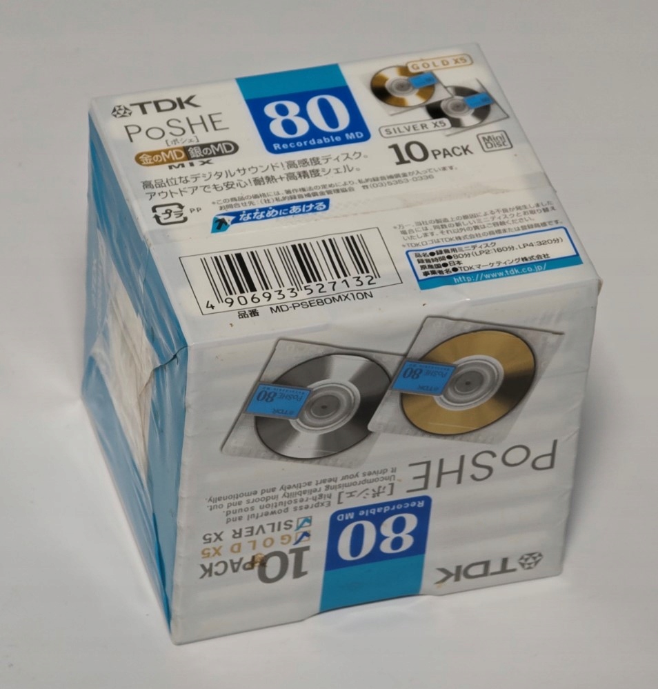 Balení 10 Kusů Tdk Minidisc PoSHE 80 (5 Stříbrných 5 Zlatých) 10 Kusů MD-PSE80MX10N