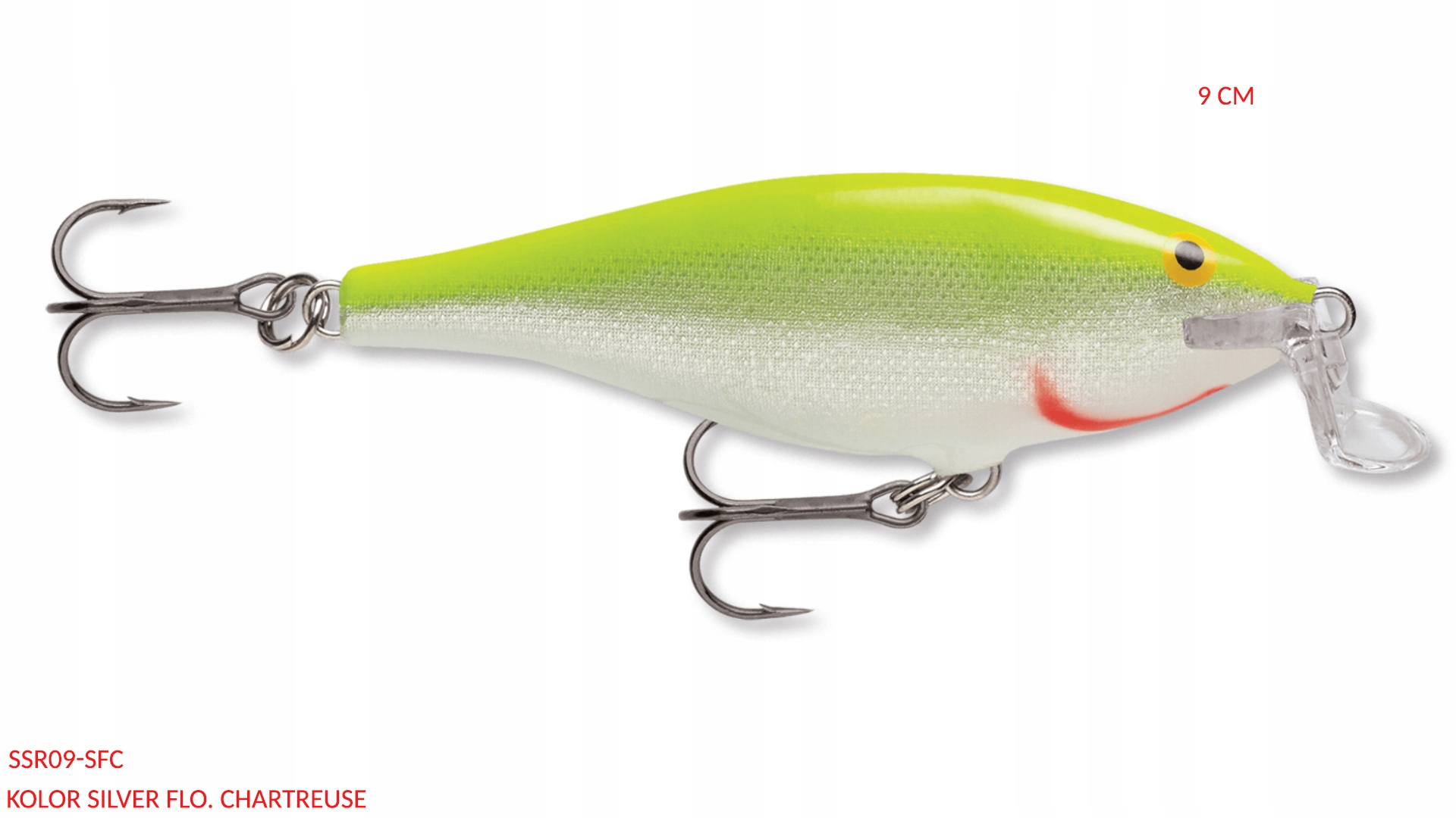 Rapala Shallow Shad Rap 9cm 12g floating Silver Fluorescent Chartreuse