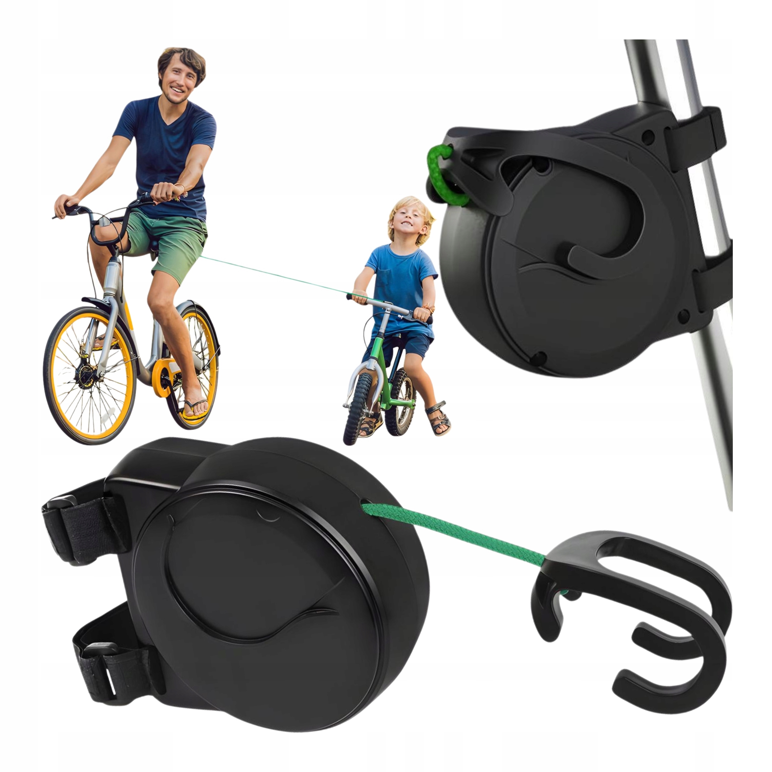 Hol Rowerowy Linka Holownicza do Roweru Holowania Dzieci Mocna Długa 2.5 m