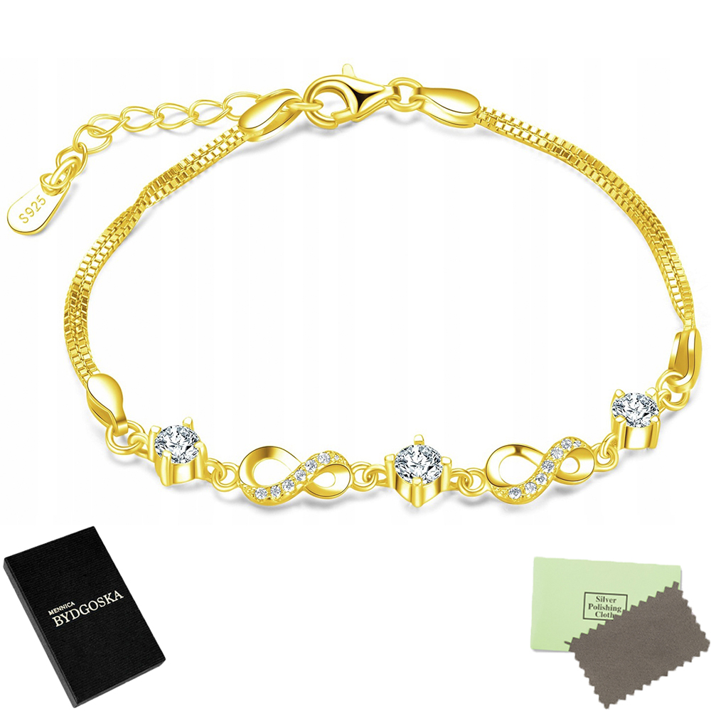 

Bransoletka Damska Złota Nieskończoność Srebro 925