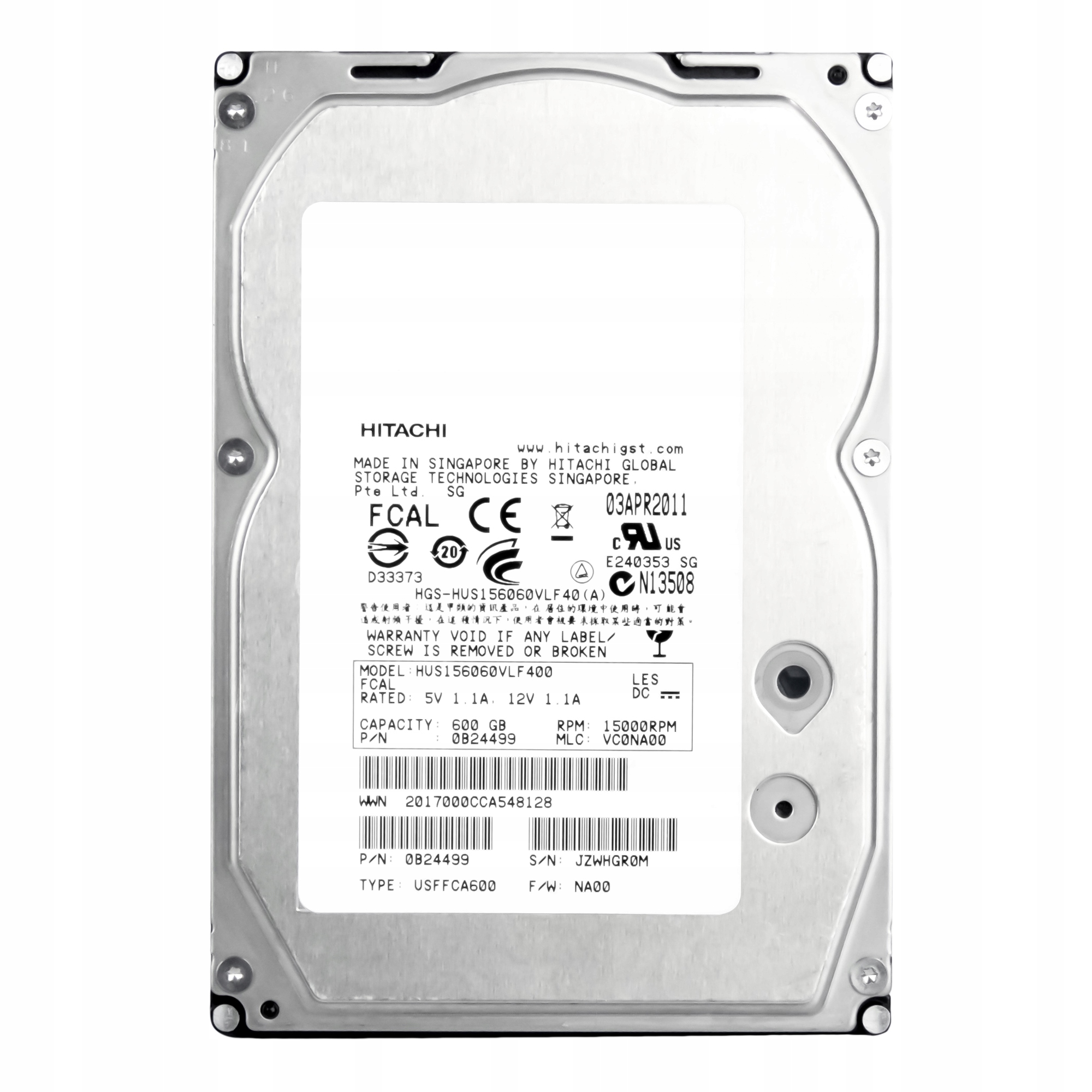 Hgst 600GB 15K 64MB Fc 3.5'' HUS156060VLF400