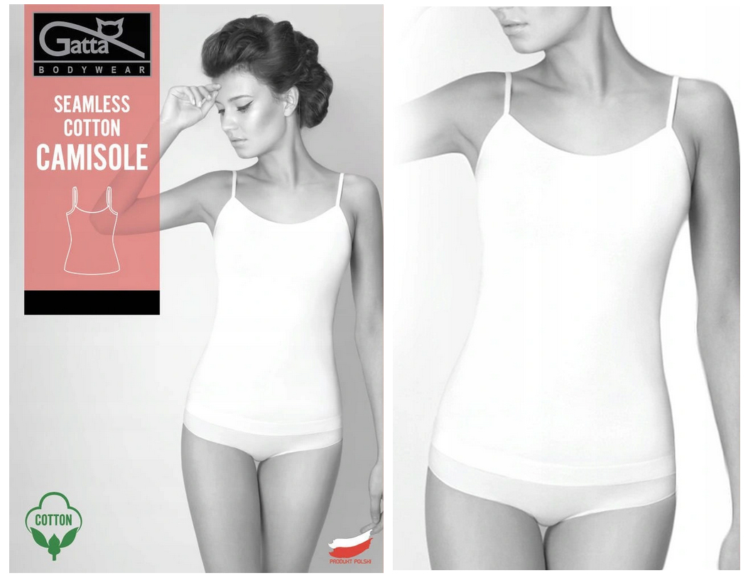 GATTA KOSZULKA CAMISOLE SEAMLESS BIAŁA BAWEŁNA XXL