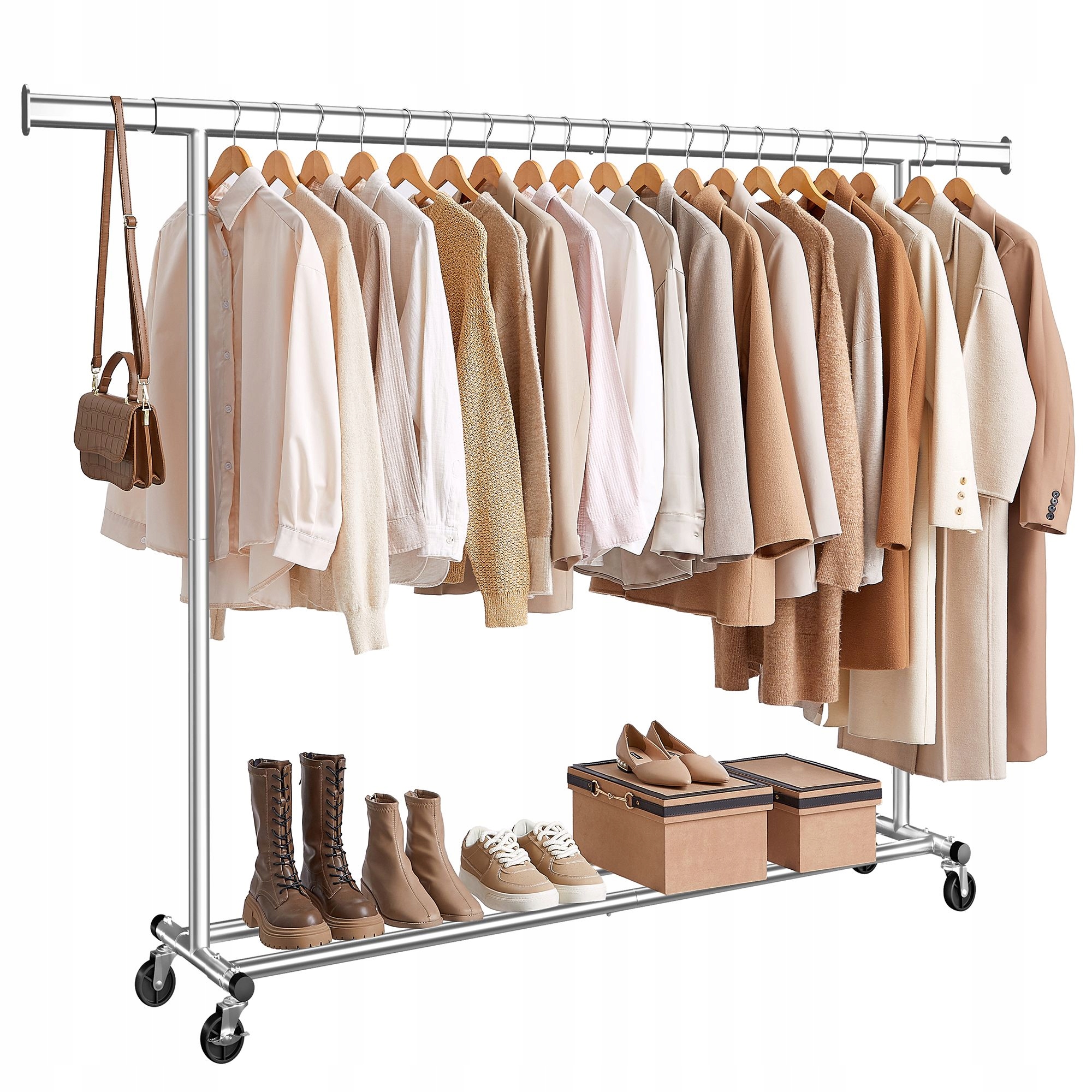 Mobilná Šatníková Skriňa Vešiak na oblečenie Strieborný, výsuvný do spálne