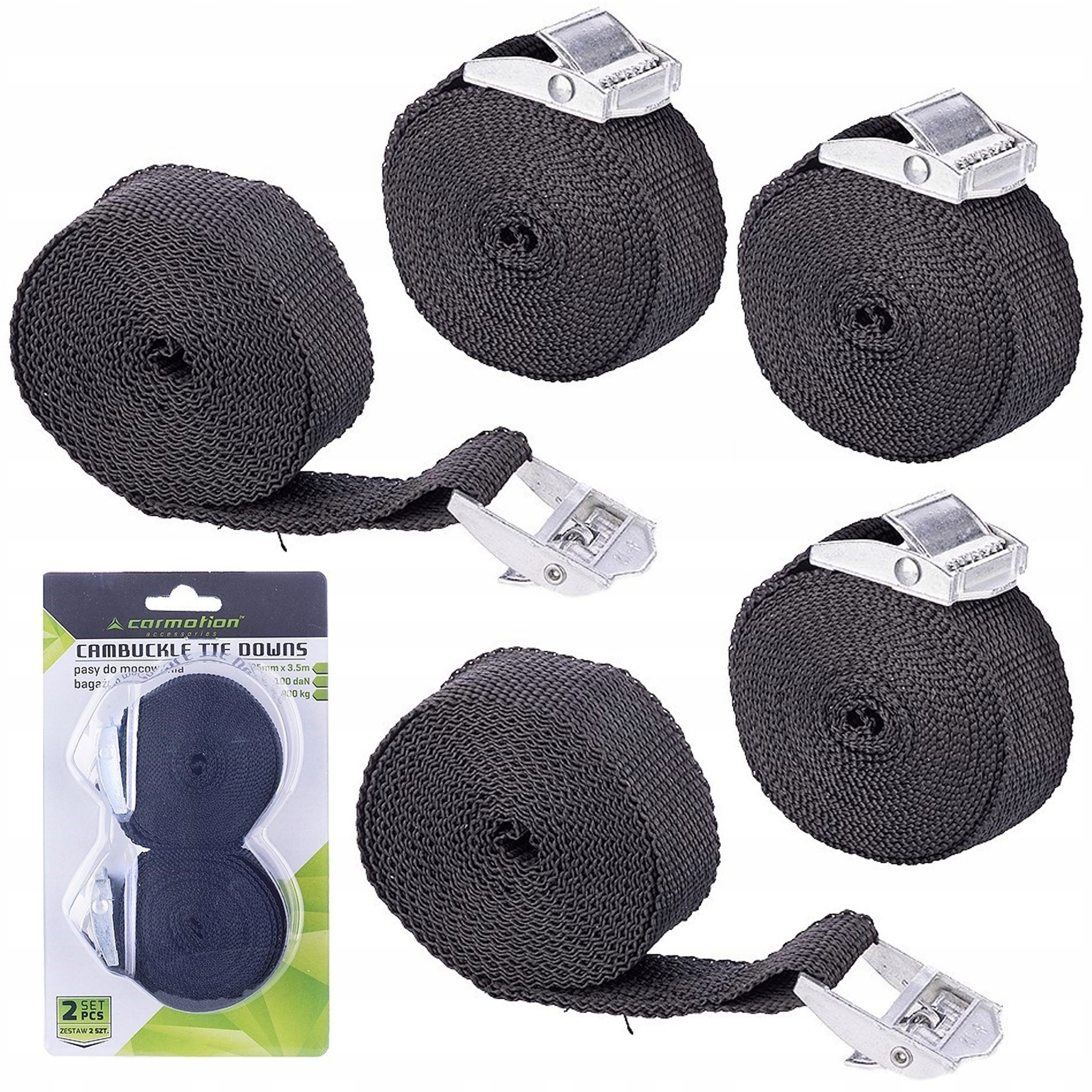 5x Pas Transportowy do mocowania bagażu z klamrą 25mm 3,5M 400KG