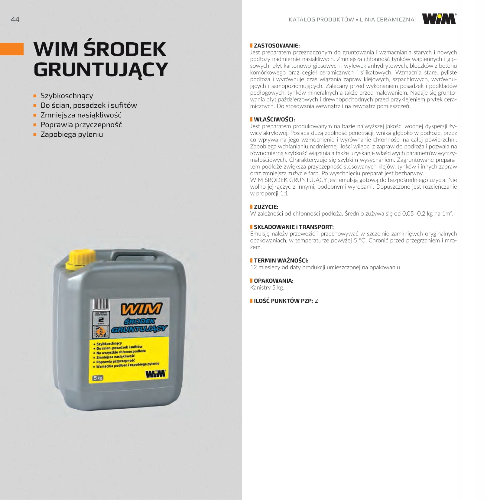 WIM ŚRODEK GRUNTUJĄCY 5KG SZYBKOSCHNĄCY EAN (GTIN) 5901445804510
