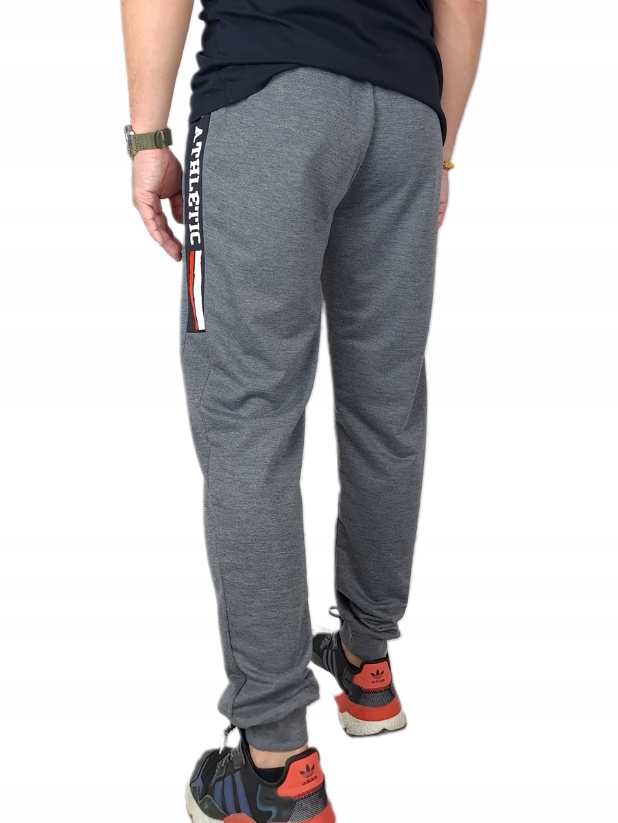 SPODNIE DRESOWE MĘSKIE DRESY modne JOGGERY kieszenie zamek bawełna, 2XL/3XL Kolor szary