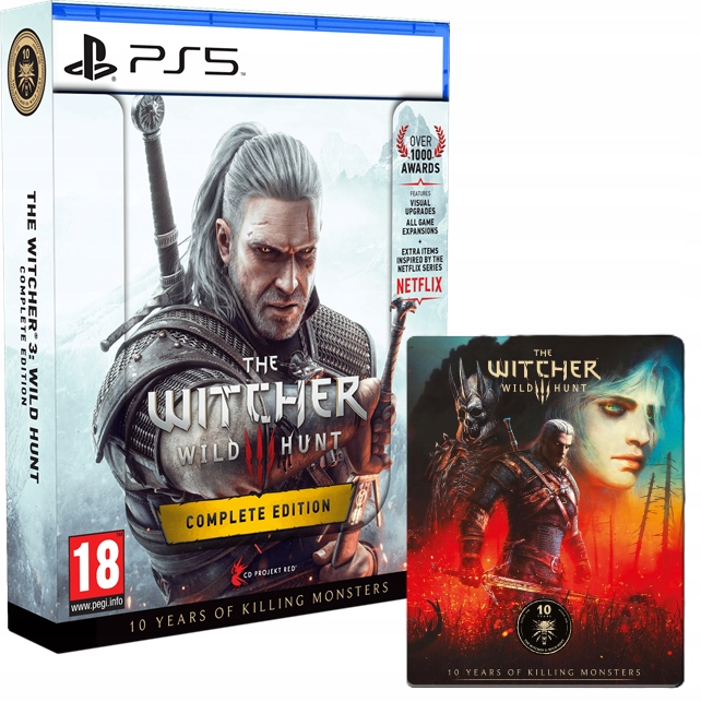 WIEDŹMIN 3 DZIKI GON EDYCJA KOMPLETNA + JUBILEUSZOWY STEELBOOK PL PS5