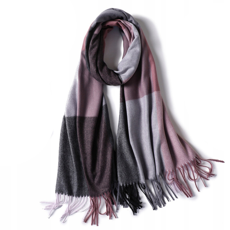 

Duży Szal szalik kaszmirowy Kaszmir Krata Wełniana