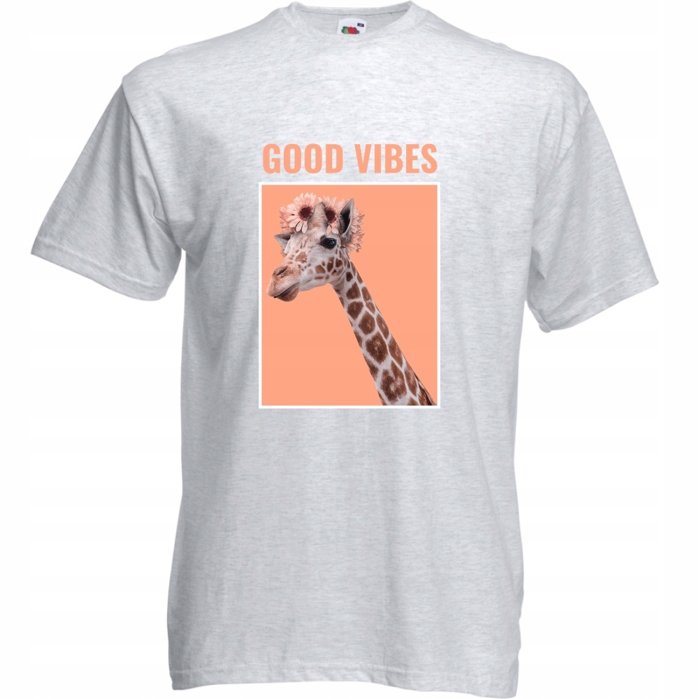 

Koszulka good vibes żyrafa kwiaty XXL ash szara