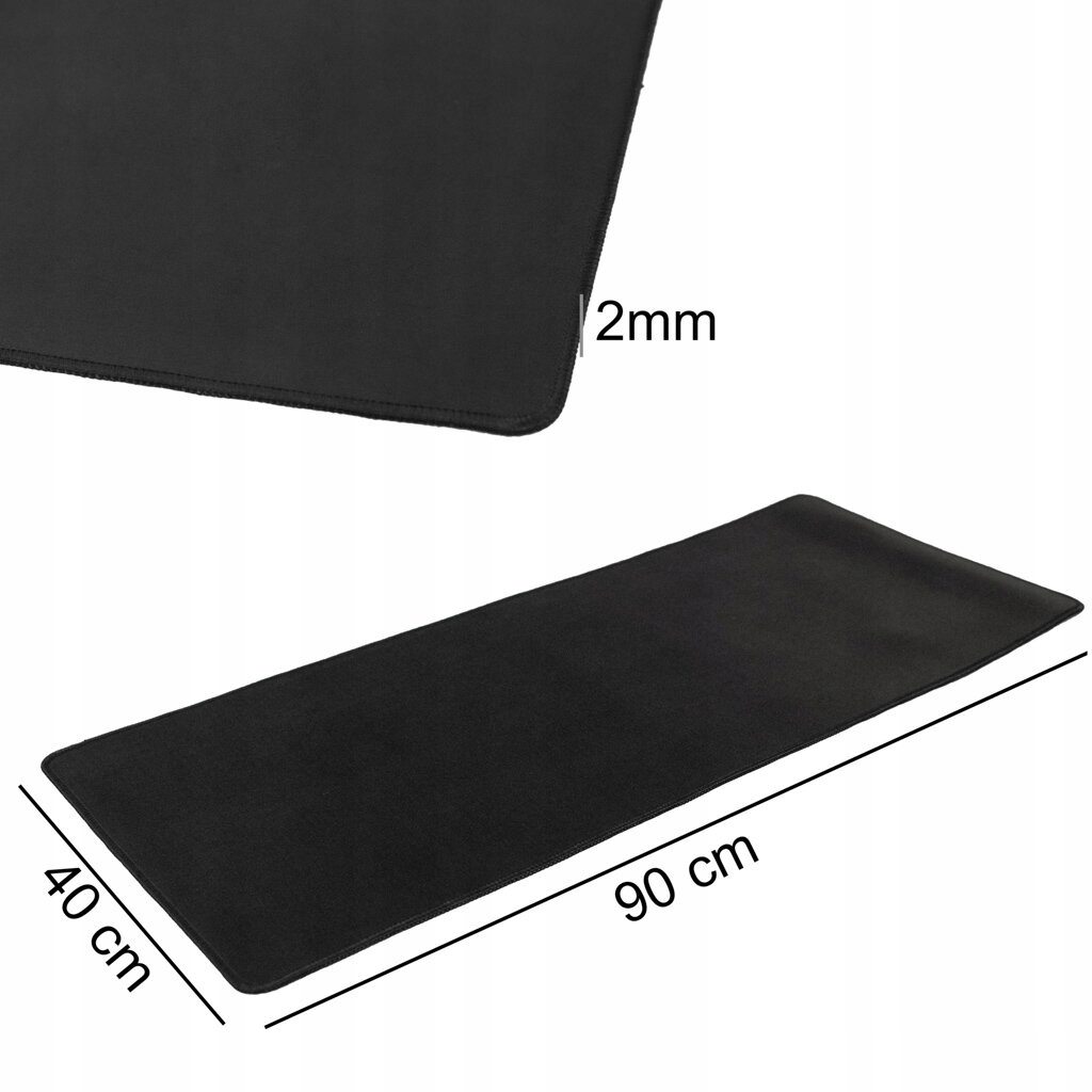 Podkładka pod mysz klawiaturę na biurko mata czarna 40x90x0,2cm Szerokość produktu 90 cm