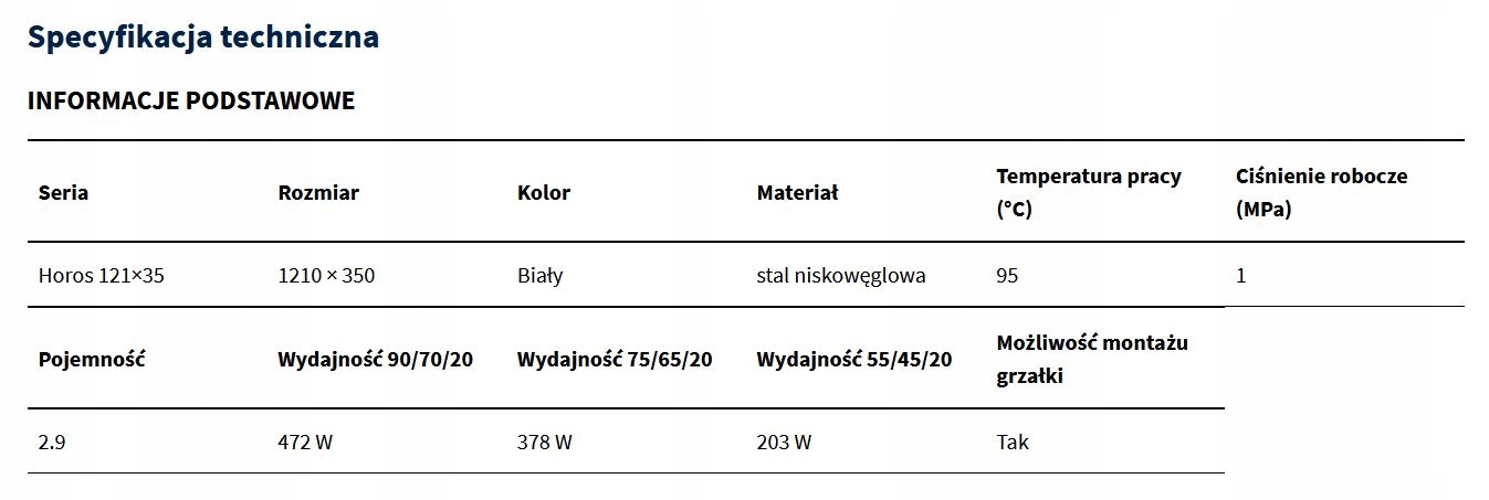 EXCELLENT HOROS grzejnik łazienkowy 121 x 35 biały Kod producenta GREX.HO121.35.WH