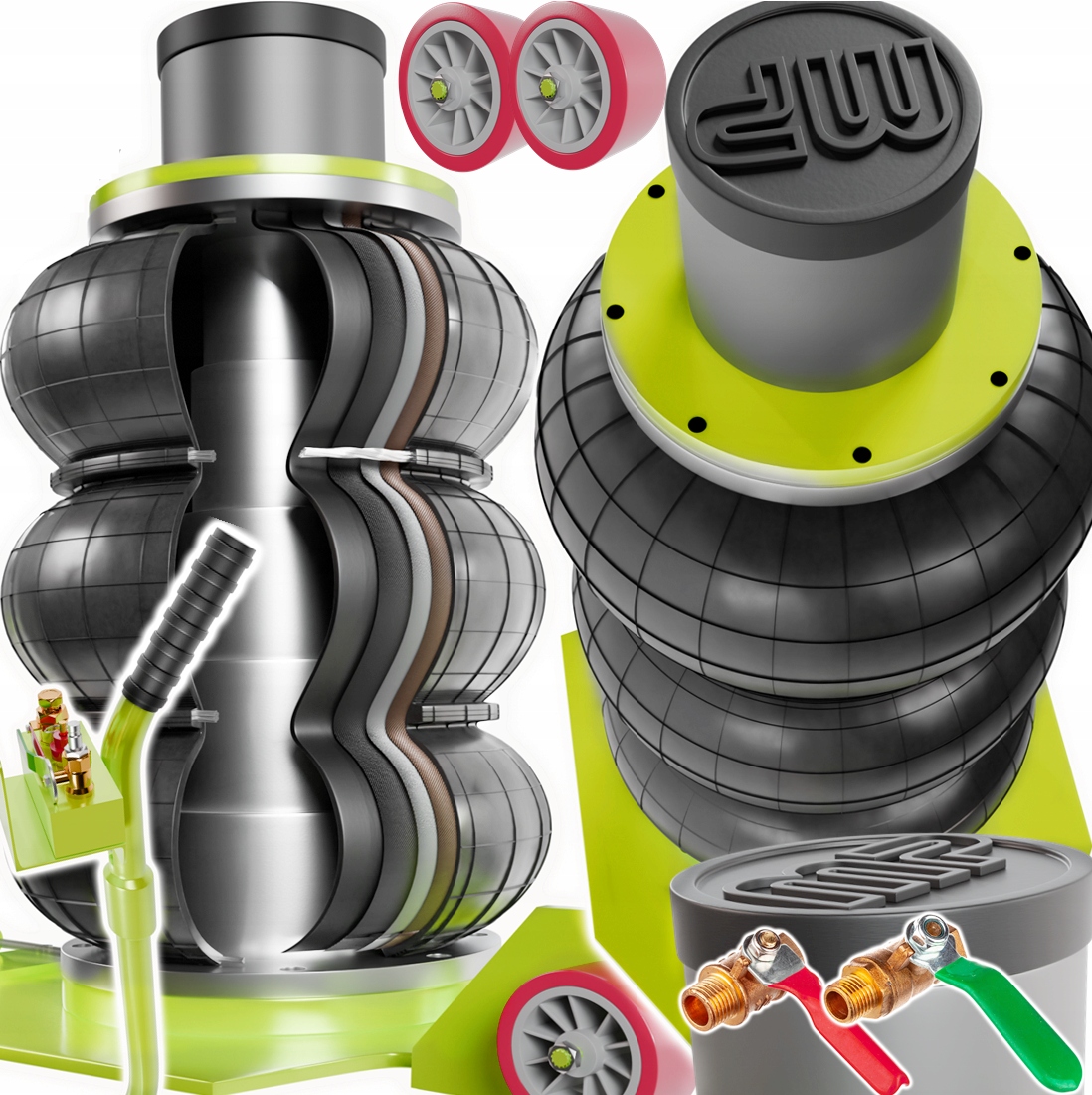 Hever Automobilový Polštářový Zvedák 3.5T s Nástavcem žába 135-510 mm