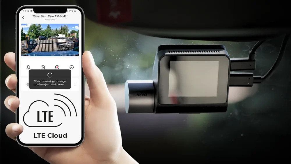 Kamera samochodowa 70mai A510 Dual Set Złącza czytnik kart pamięci