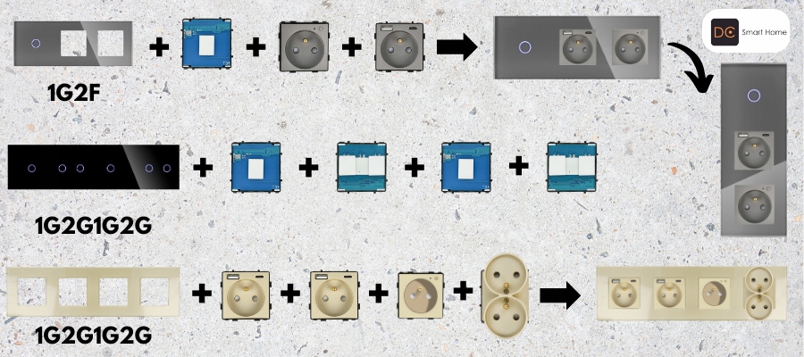 RAMKA SZKLANA POJEDYNCZA SZARA DO GNIAZDA 230 DO GNIAZDEK DC SMART HOME 1F Marka DC Smart Home