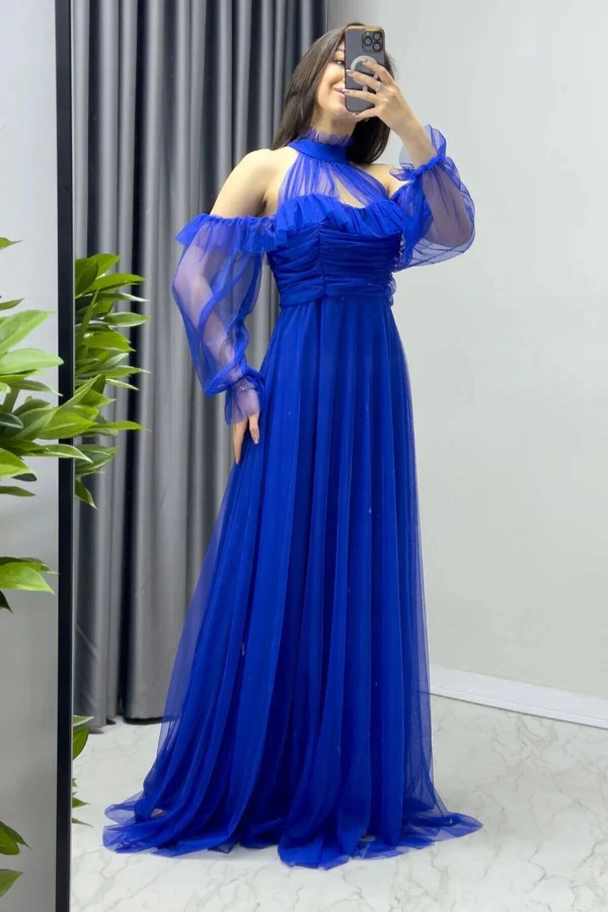 Elegantní Šaty Maxi Z Tylu S Volánem A Vráskami 4XL 5IA