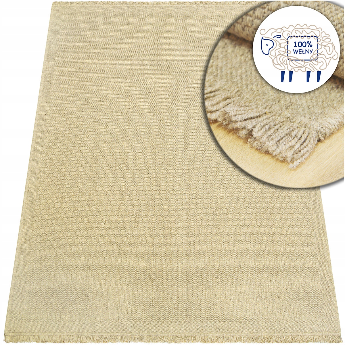 Koberec Vlněný Dune Boho Krémový Do Obývacího Pokoje Přírodní S Třásněmi 160x230