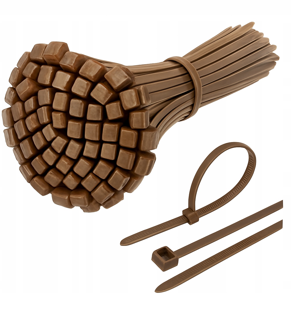 100x Trytytki Brązowe Opaski Zaciskowe Kablowe Trytki Trytka Uv 3,6x150 mm