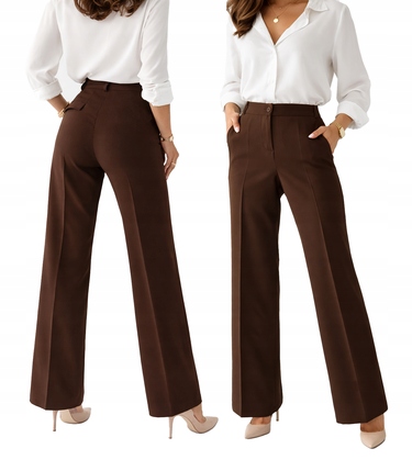 Elegantní dlouhé kalhoty Sigma švédské dámské zvony v tvaru čokoláda 42