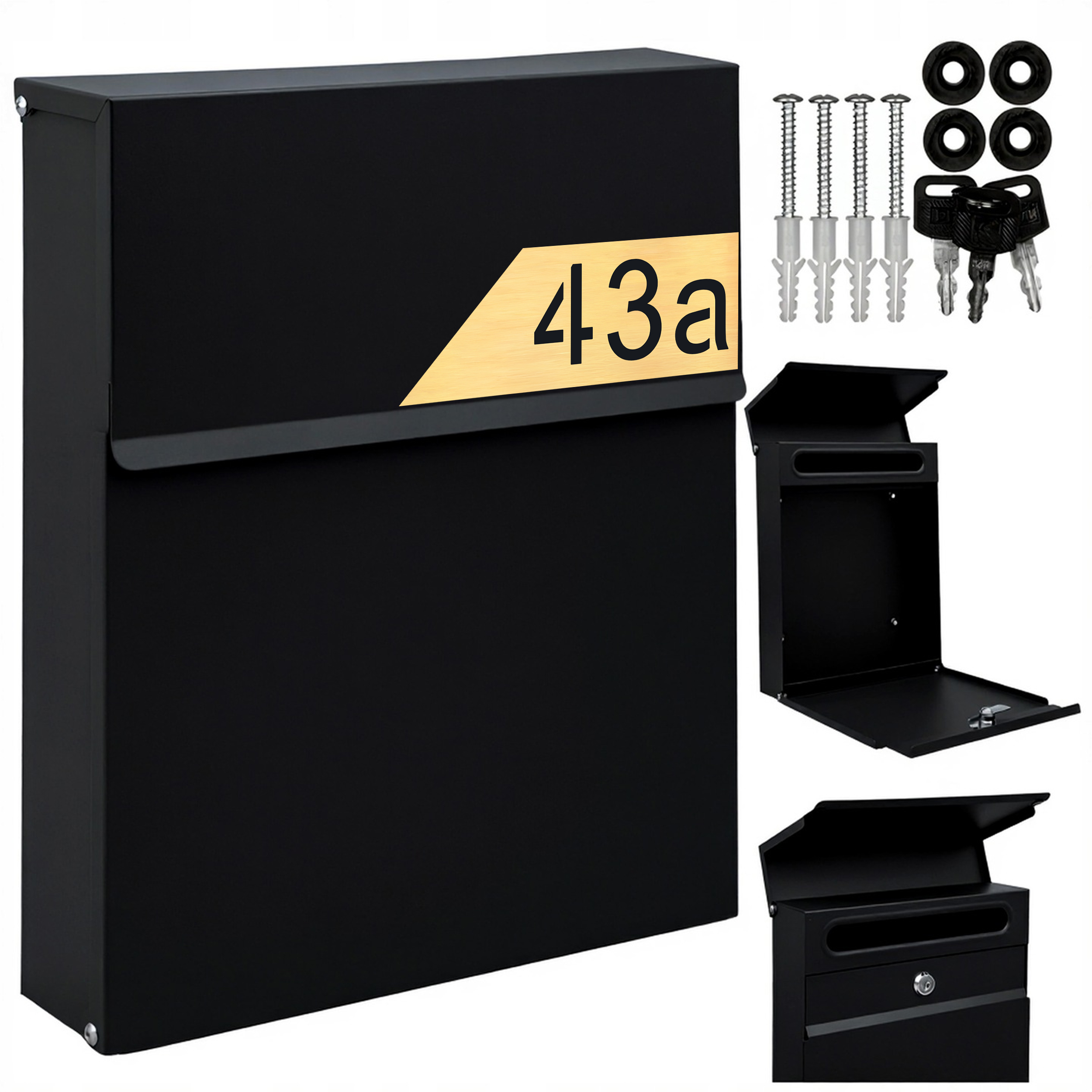 Poštovní Schránka Na Poštovní Dopisy Černá Laminát Nápis Adresa Ulice Číslo