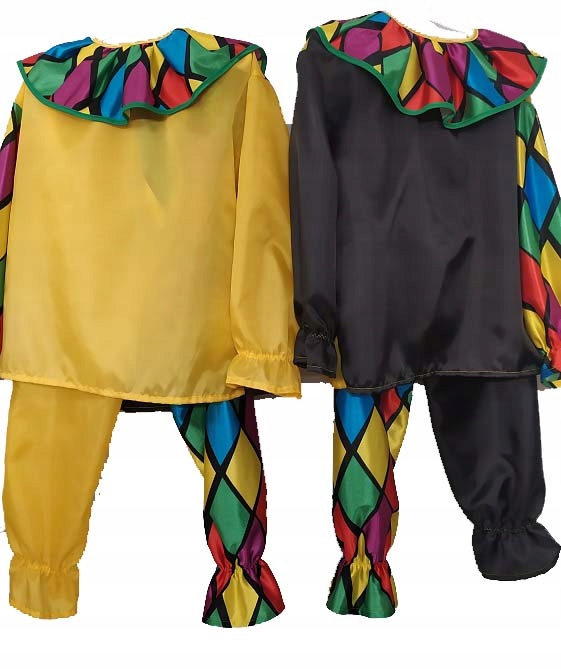 @ strój KLAUN PAJAC CLOWN arlekin 122-128 pierrot Rozmiar 122-128