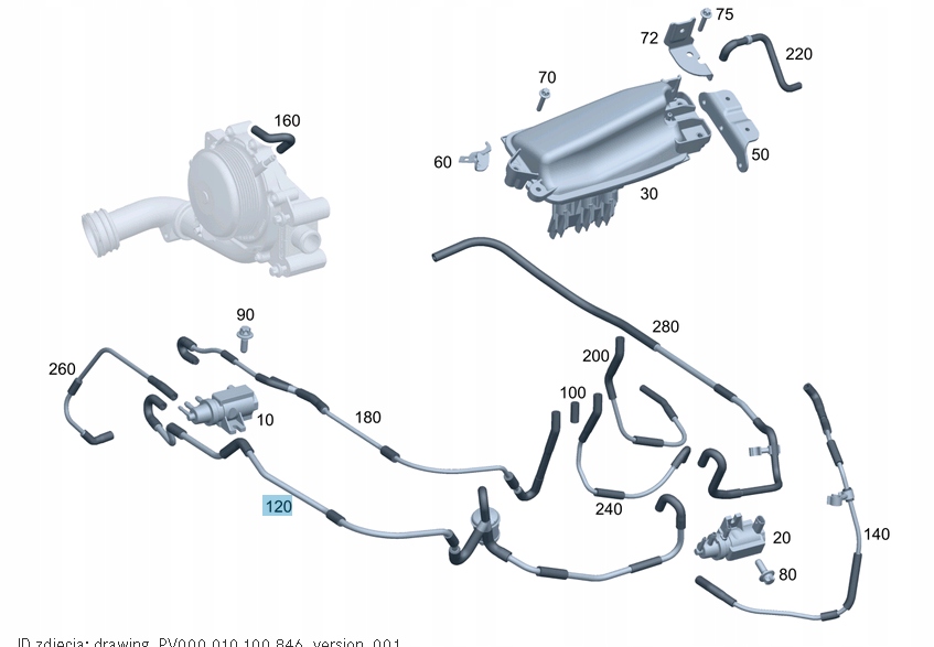 Przewód podciśnienia Mercedes-Benz A6510704900
