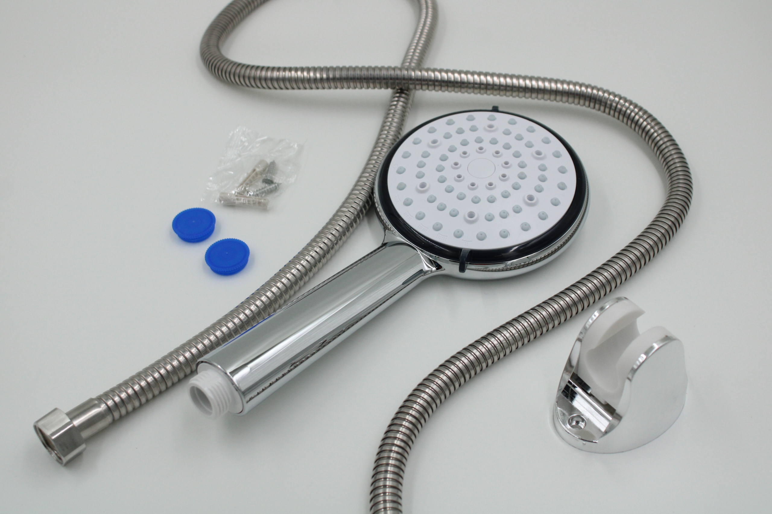 ZESTAW SŁUCHAWKA PRYSZNICOWA 5 TRYBÓW WĄŻ UCHWYT OSZCZĘDNA NAJWYŻSZA JAKOŚĆ Kolor chrom