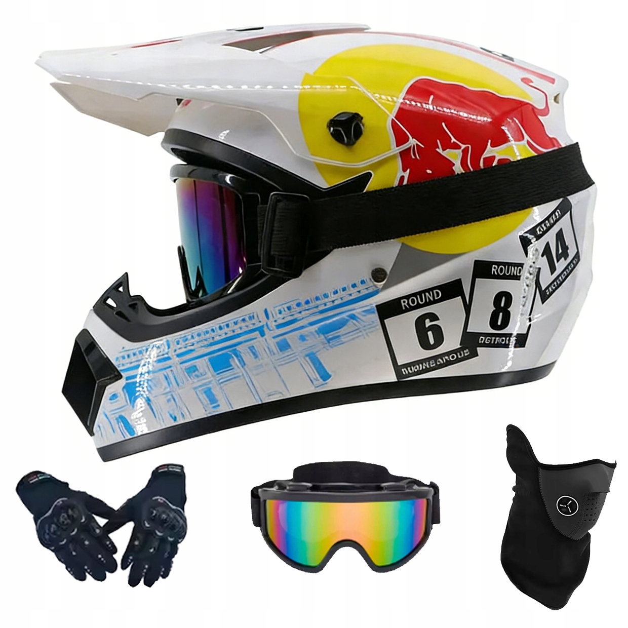 Helma Na Elektrickou Koloběžku Cross Enduro Quad Bmx Helma Brýle Rukavice L
