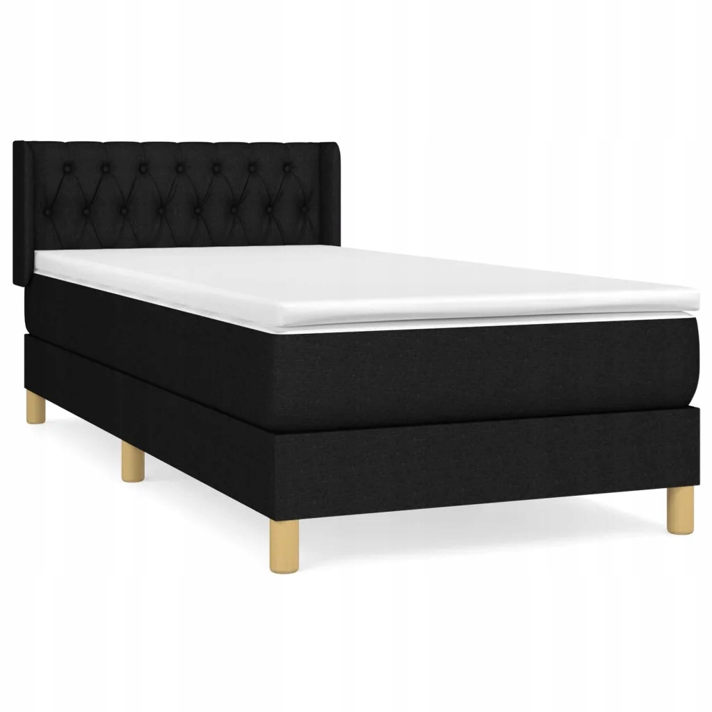 Kontinentální postel černá 203 x 103 x 78/88 cm s matrací 100 x 200 x