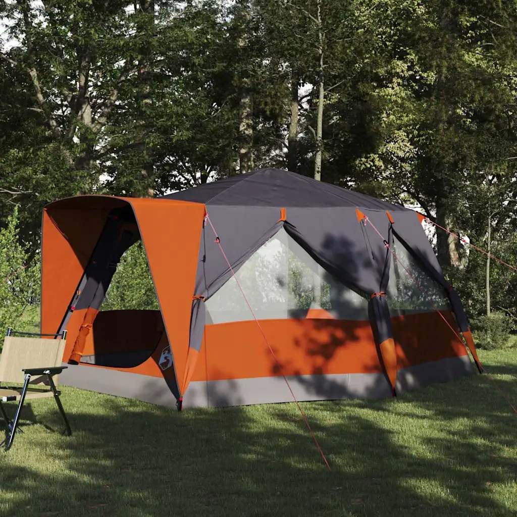 vidaXL Stan pro 7 osob se střechou Šedá a oranžová 400 x 350 x 212 cm