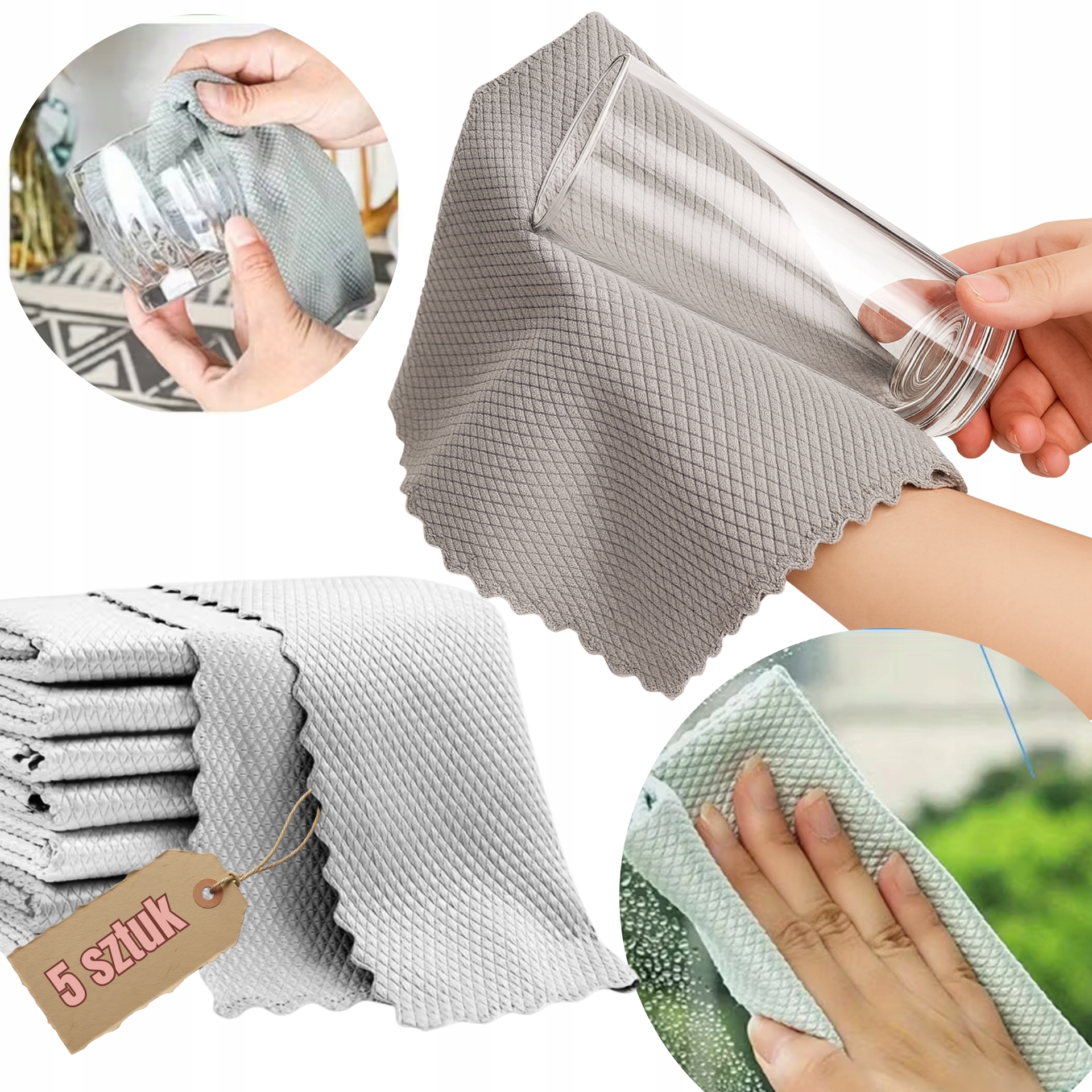 Magiczne Ściereczki Do Polerowania Zestaw 5 Szt Wielofunkcyjne Bez Smug