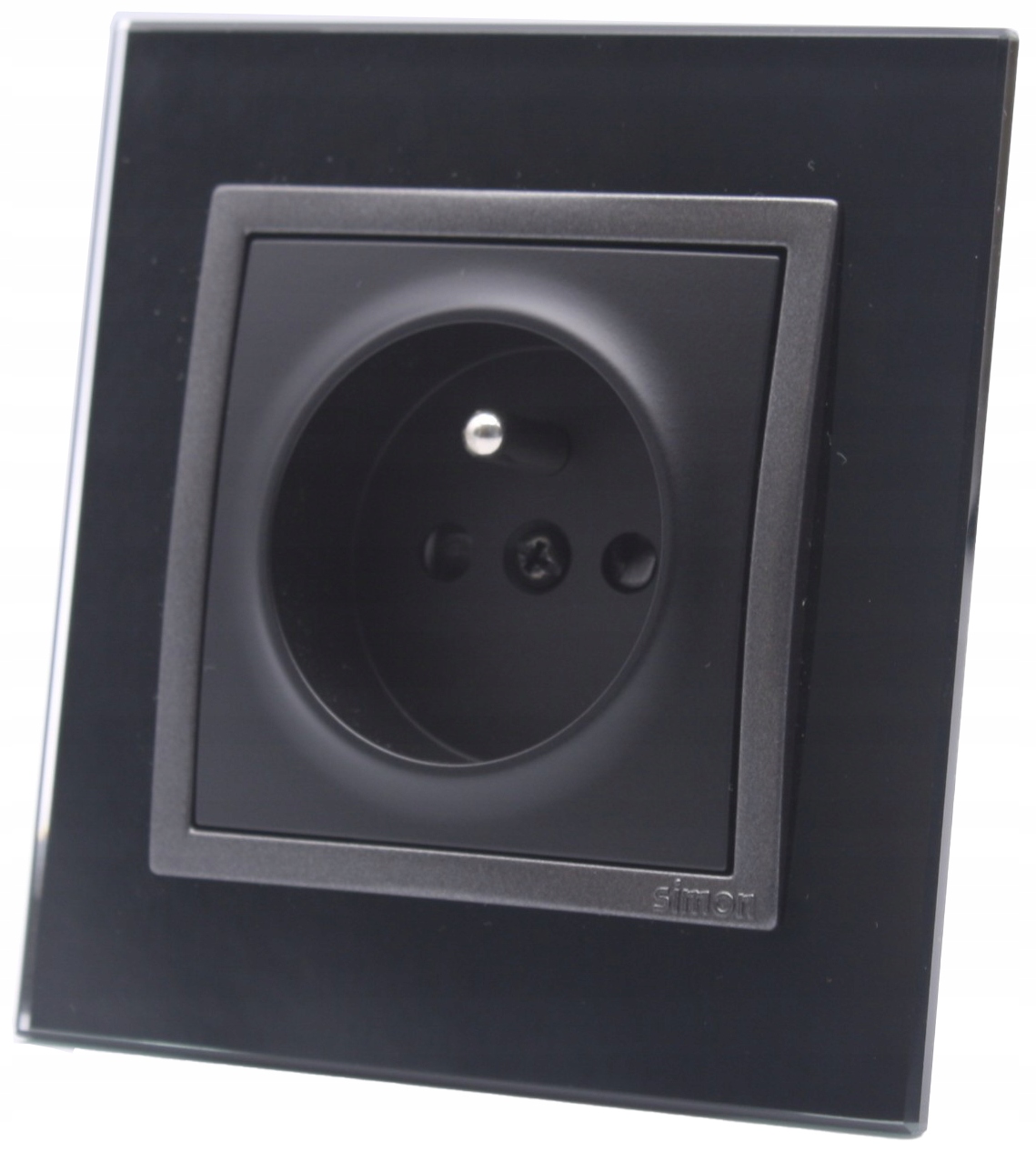 Kontakt zásuvka černá se skleněným rámečkem Zastygła Lawa Simon 54 Premium
