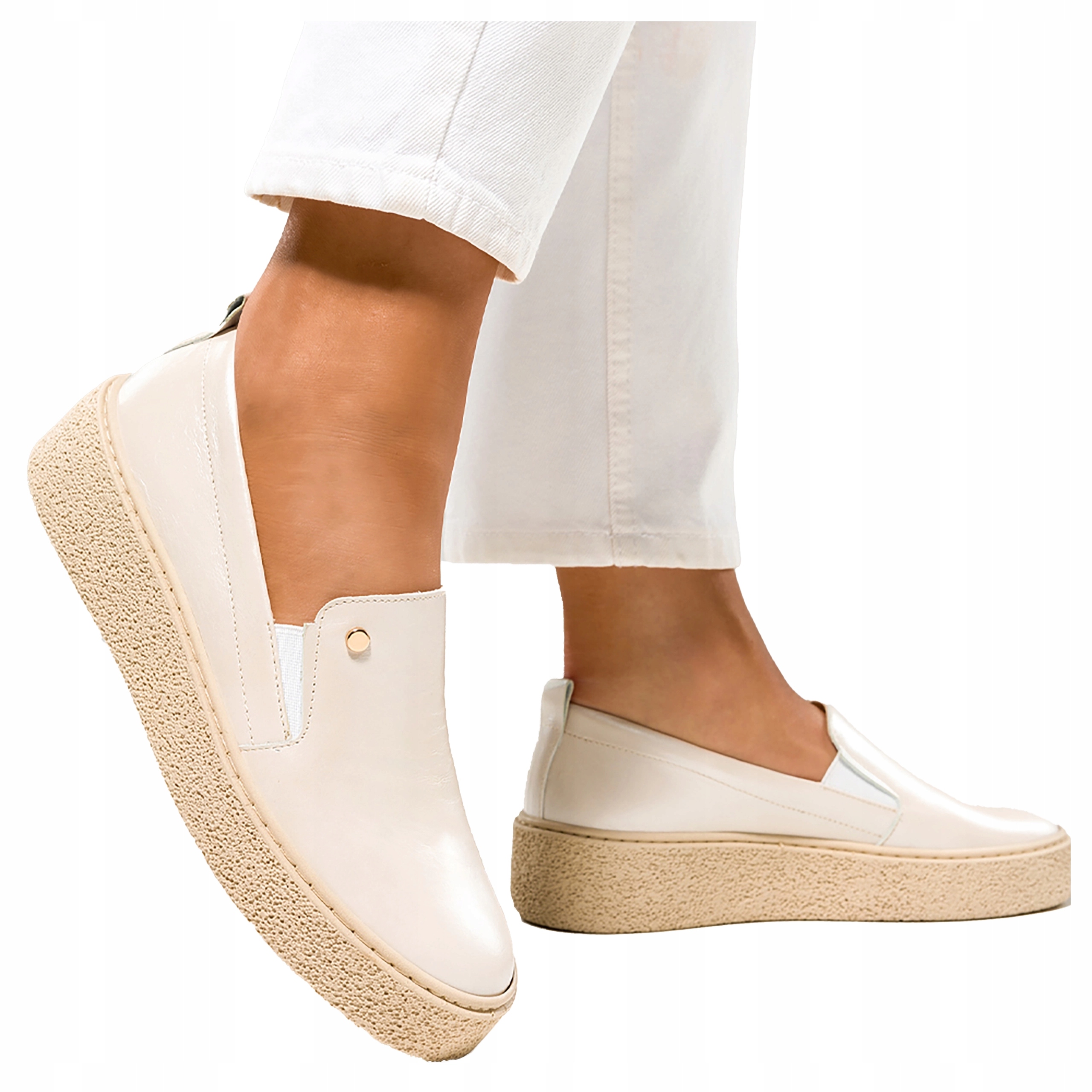 Dámské Kožené Polobotky Slip On Na Zasouvací Platformě Polský Výrobek vel. 39