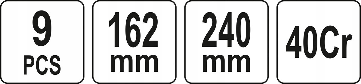 ZESTAW 9 HACZYKÓW Z RĘKOJEŚCIĄ DŁUGICH HAKI Yato Liczba elementów w zestawie 9