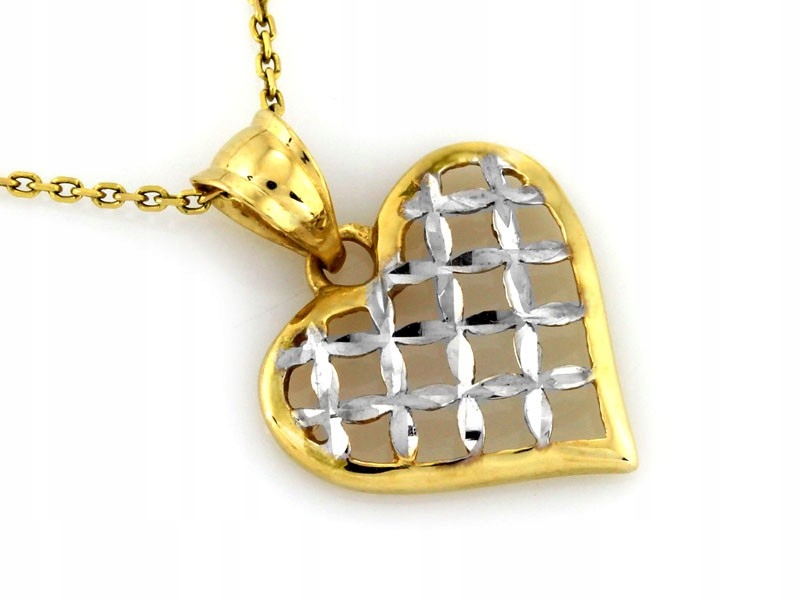 Zlatý přívěsek 585 gravírovaný srdce z bílého zlata srdíčko prolamované