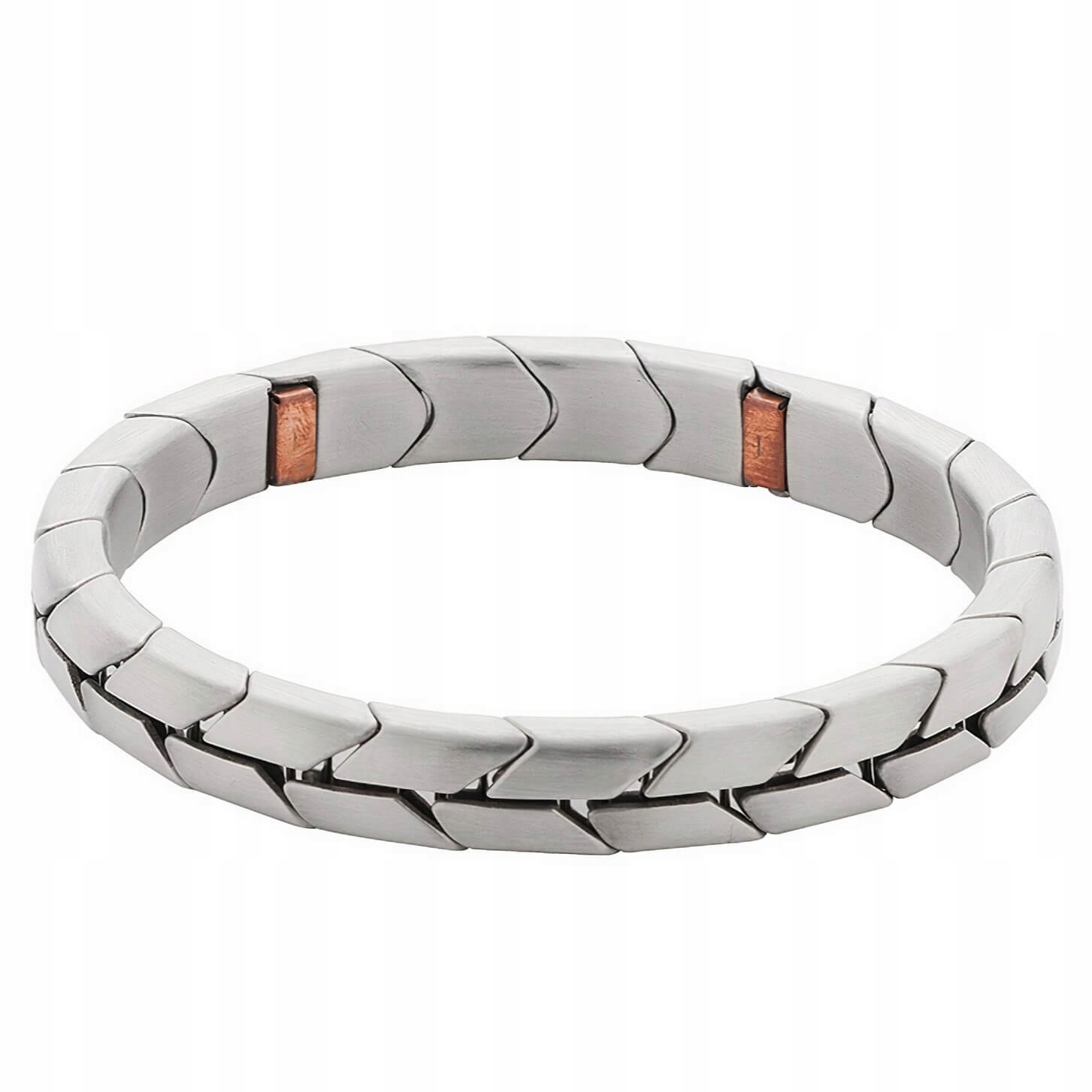 Magnetický náramek Matný Měděný Ocel Stříbrný Pánský Elastický Mat