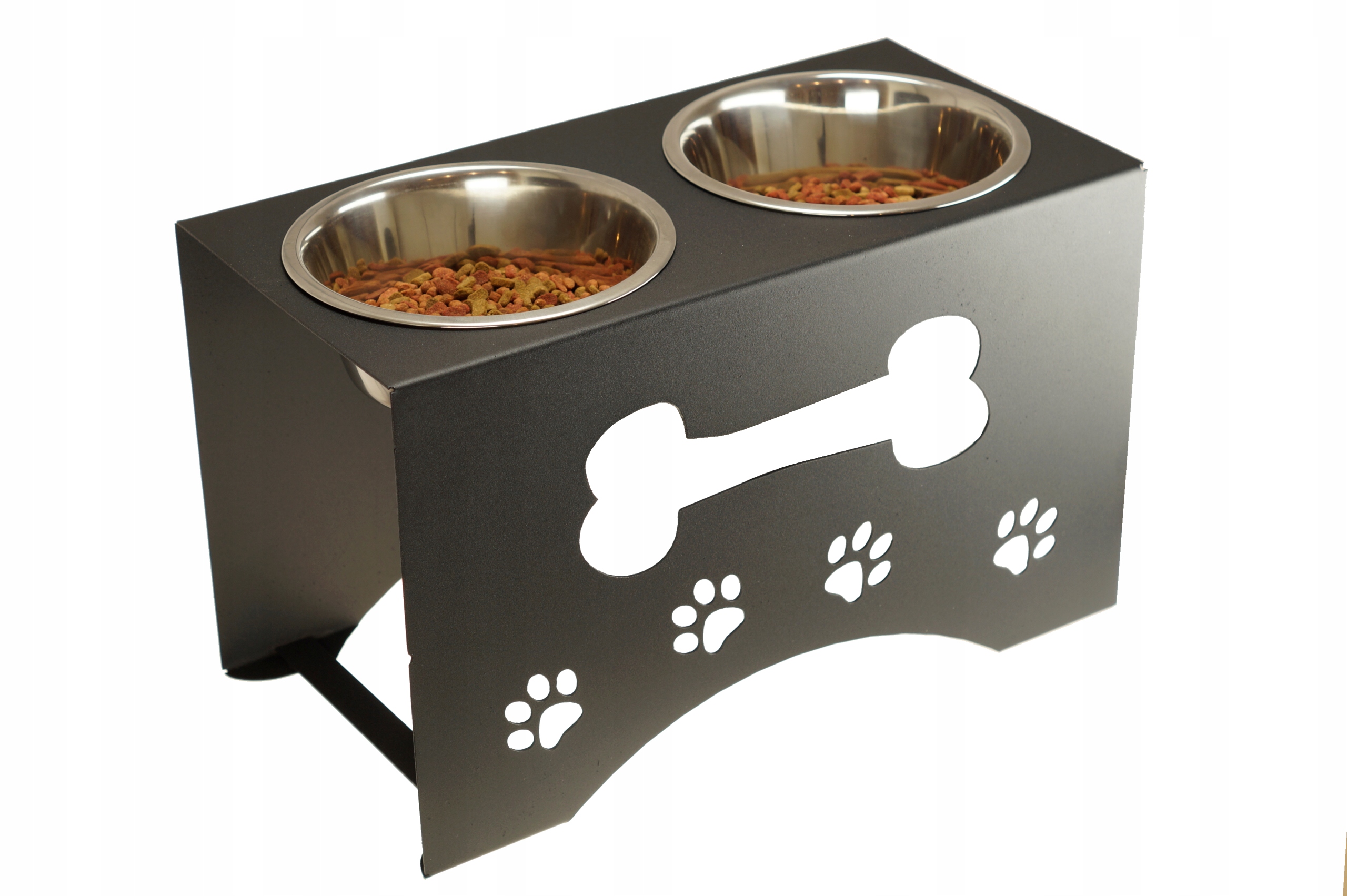 Velký Stojan Na Misky Pro Psa, Kovový, Loft Styl, Protiskluzový, 2 x 1800 ml