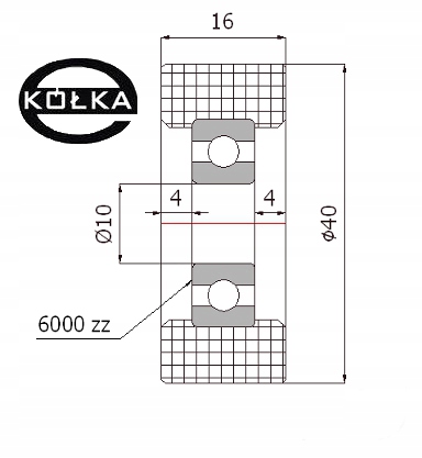 ROLKI ROLKA TWORZYWOWA PROSTA Z ŁOŻYSKIEM fi. 40mm Marka inny